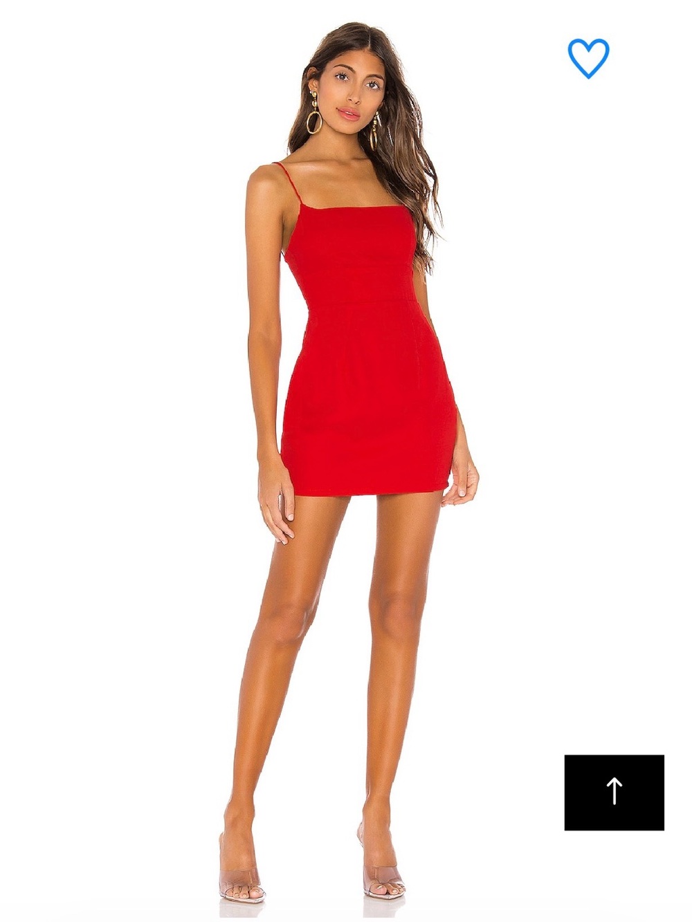 superdown Red Square Neck Spaghetti Strap Mini Dress